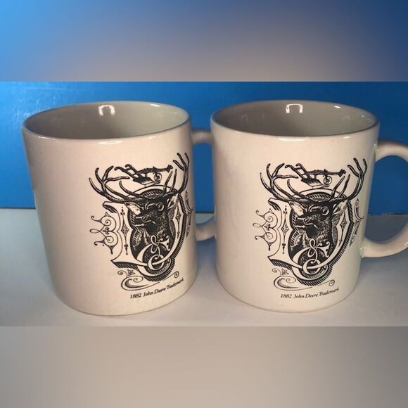 (2) Vintage look John Deere -Deer Logo Coffee Mugs - Picture 1 of 5